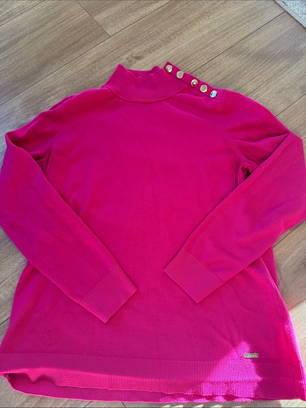 Calvin Klein Hot Pink Button-Shoulder Sweater